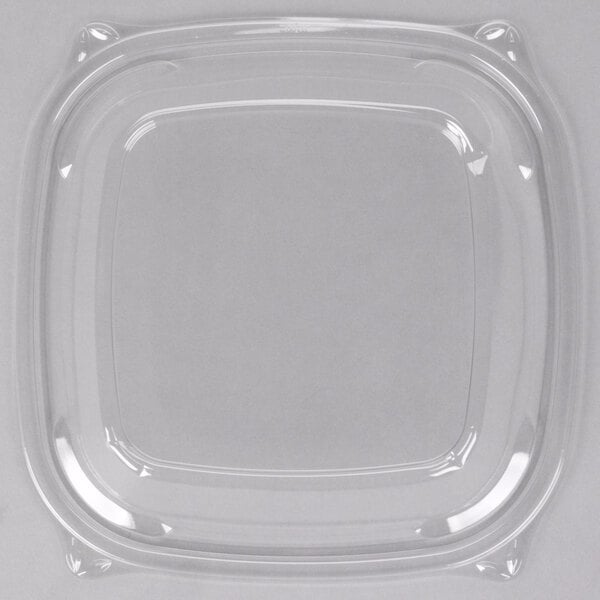24-32-48 oz. Clear Plastic Square Bagasse Bowl Lids - 300/Case