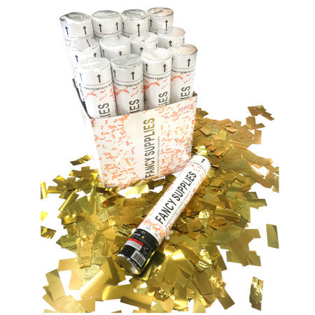 12" Gold Confetti Cannons - 72/Case