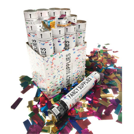 12" Metallic Multicolor Confetti Cannons - 72/Case
