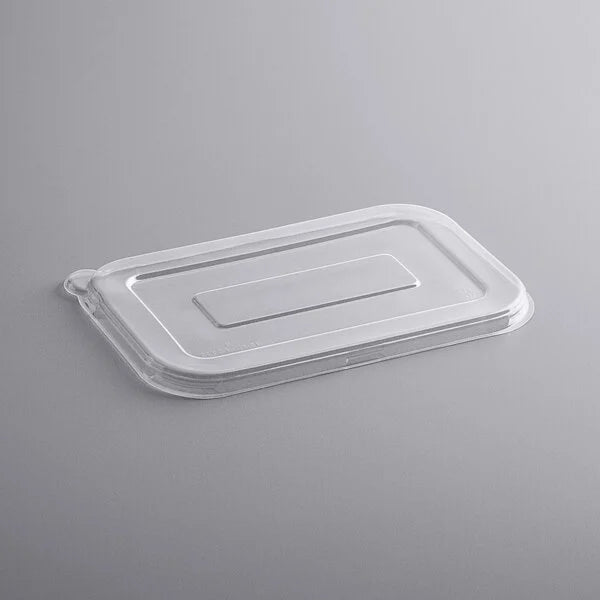 38 oz. Rectangular Clear Plastic Bagasse Box Lids - 300/Case