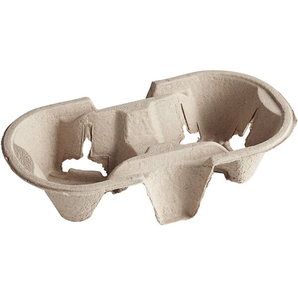 2 Cups Kraft Bagasse Biodegradable Drink Cup Holder - 600/Case
