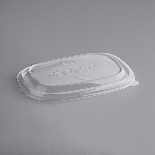 32 oz. Rectangular Clear Plastic Bagasse Box Lids - 300/Case