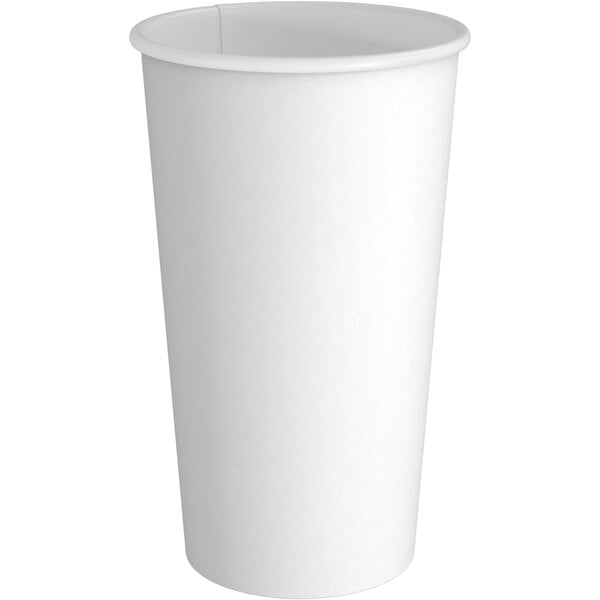 16 oz. White Single Wall Paper Hot Cups - 1000/Case