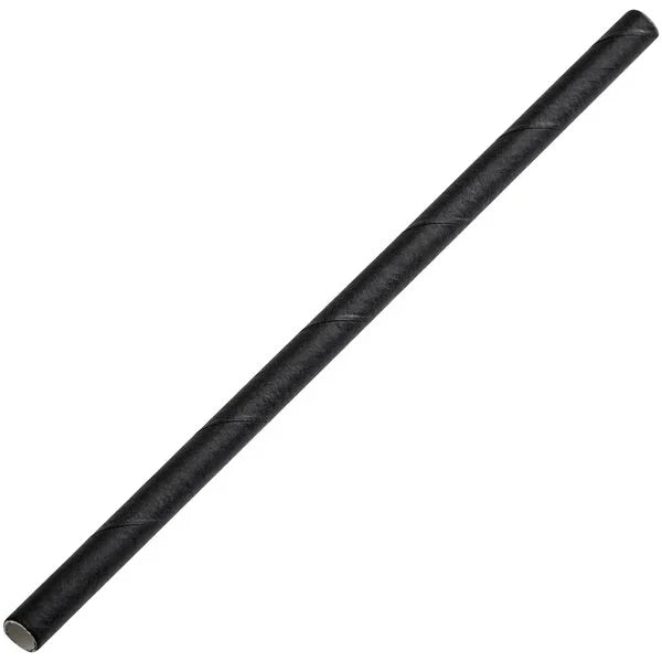 5.75" Black Unwrapped Paper Straws - 4800/Case