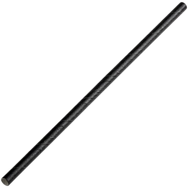 7.75" Black Unwrapped Paper Straws - 4800/Case