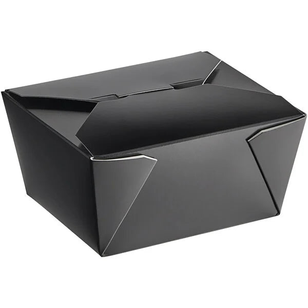 30 oz. Black Folded Paper #1 To-Go Take-Out Boxes - 450/Case
