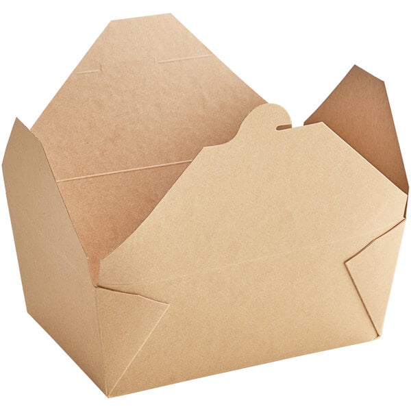 112 oz. Kraft Folded Paper #4 To-Go Take-Out Boxes - 160/Case