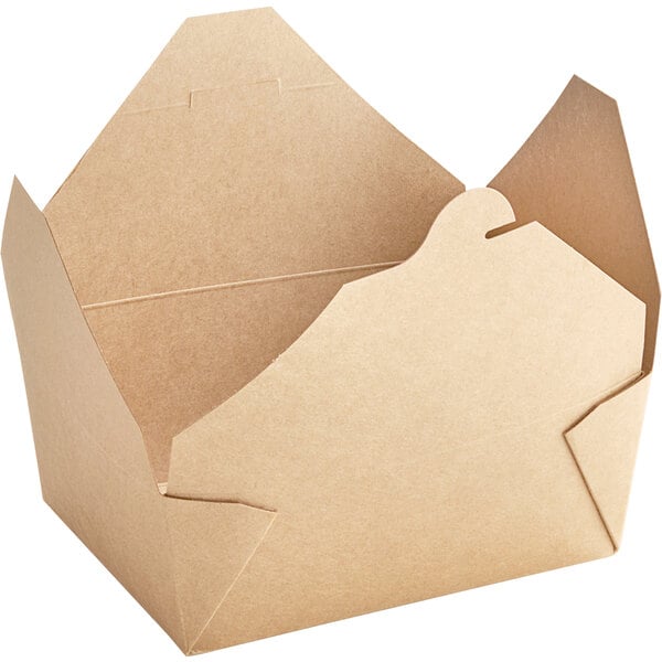 45 oz. Kraft Folded Paper #8 To-Go Take-Out Boxes - 300/Case