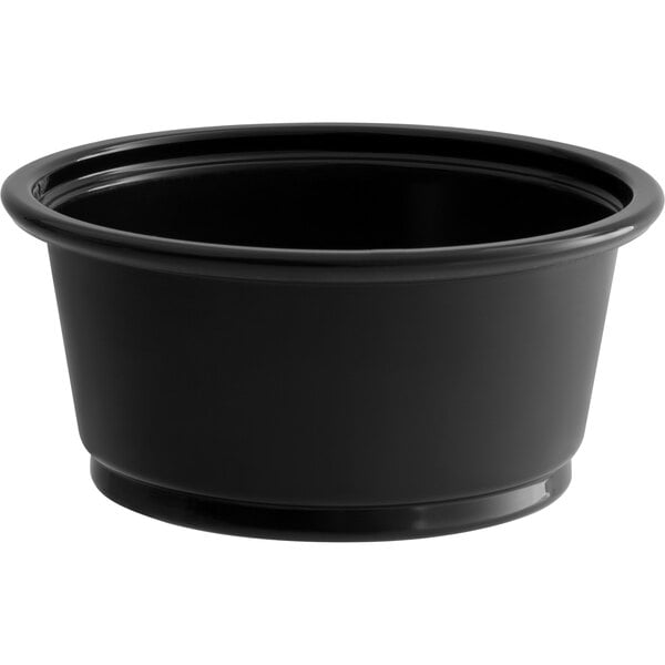 2 oz. Black Plastic Souffle Cups / Portion Cups - 2500/Case