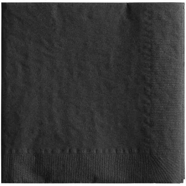 9” x 9" Black 2-Ply Beverage/Cocktail Napkins - 2000/Case