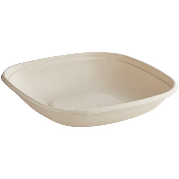 32 oz. Natural Bagasse Square Bowl Base - 300/Case