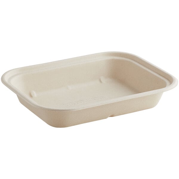 34 oz. 1 Compartment Bagasse Rectangular Box Base - 300/Case