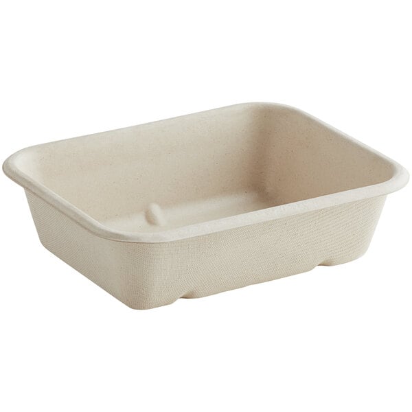 28 oz. 1 Compartment Bagasse Rectangular Box Base - 300/Case