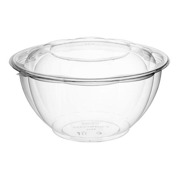 32 oz. Clear Salad Bowl with Lid Combo Pack - 300/Case