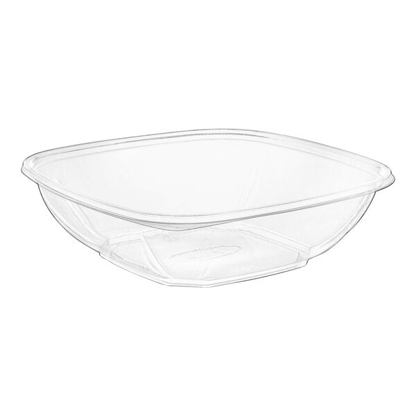32 oz. Clear Salad Squared Bowl with Lid Combo Pack - 300/Case