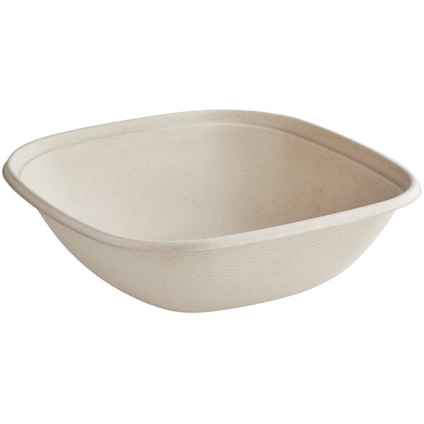 48 oz. Natural Bagasse Square Bowl Base - 300/Case