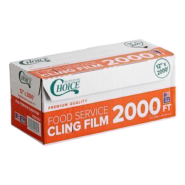 12" x 2000' Food Plastic Wrap Film with Serrated Cutterbox - 1/Case