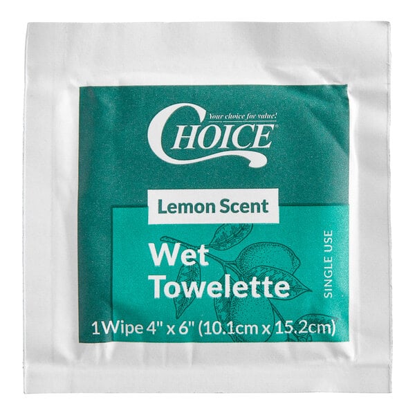 4" x 6" Lemon Scented Moist Towelette / Wet Nap - 1000/Case
