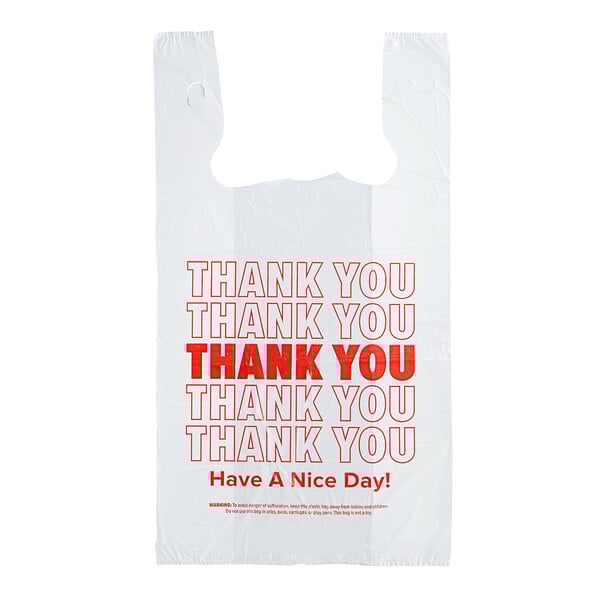 1/6 Standard Size "Thank You" Standard-Duty Plastic Bag - 700/Case