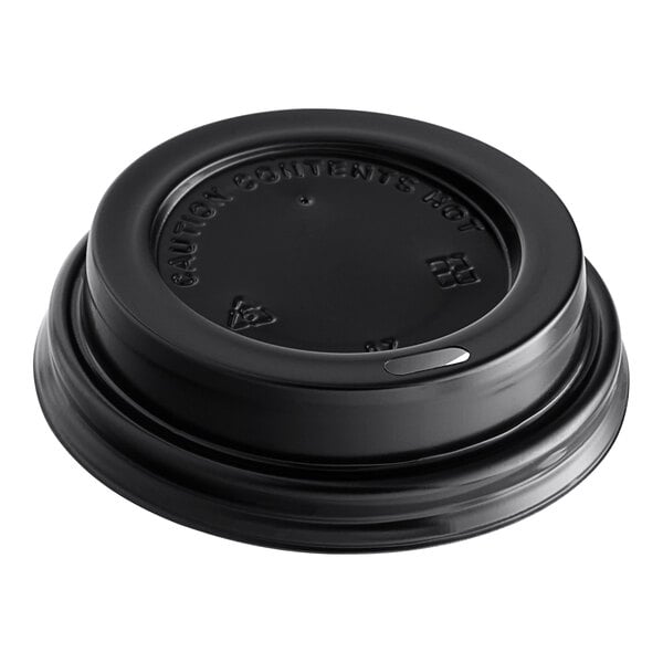 8 oz. Black Traveler Hot Cup Lid with Sip Hole - 1000/Case