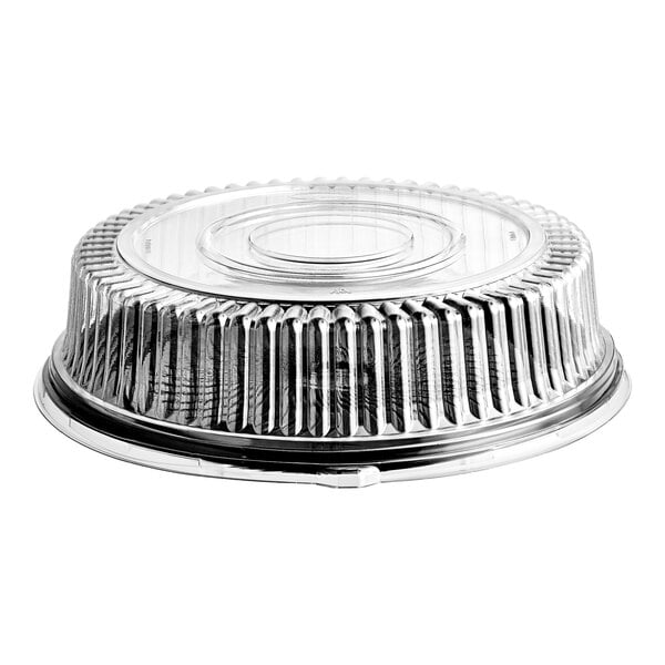 16" Black Plastic Round Catering Platter Tray and Lid Combo Pack - 20/Case