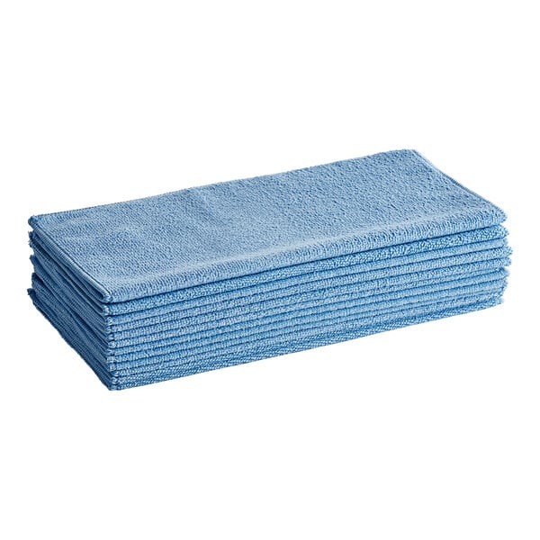 16" x 16" Blue Microfiber General Purpose Cloth - 12/Case