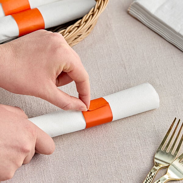 Orange Self-Adhering Paper Napkins Bands - 20000/Case