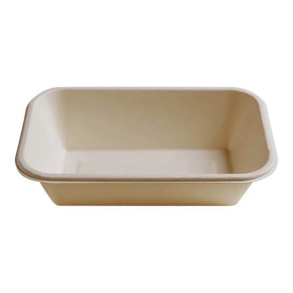 38 oz. 1 Compartment Bagasse Rectangular Box Base - 300/Case