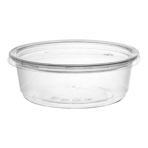 8 oz. Clear Plastic Round Deli Containers & Lids Combo Pack - 240/Case