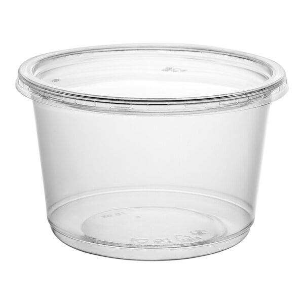 16 oz. Clear Plastic Round Deli Containers & Lids Combo Pack - 240/Case