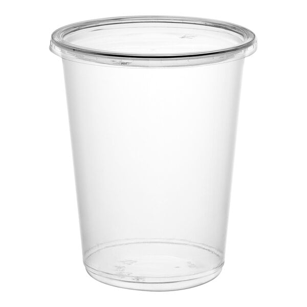 32 oz. Clear Plastic Round Deli Containers & Lids Combo Pack - 240/Case