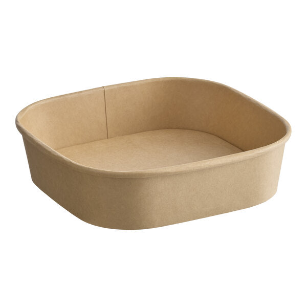 22 oz. Square Kraft Paper Bowl Container - 300/Case