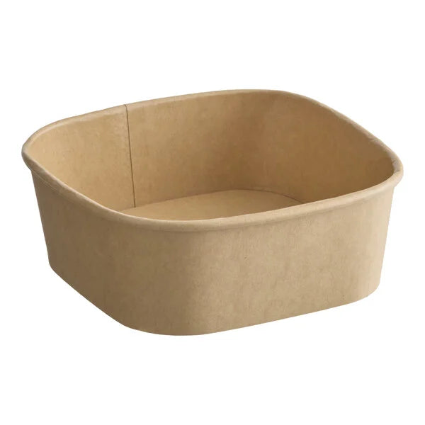 16 oz. Square Kraft Paper Bowl Container - 300/Case