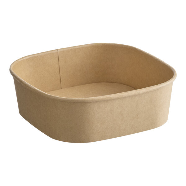 32 oz. Square Kraft Paper Bowl Container - 300/Case
