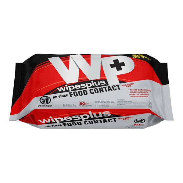 80 Count WipesPlus 7" x 9" No-Rinse Food Contact Surface Sanitizing Wipes - 4/Case