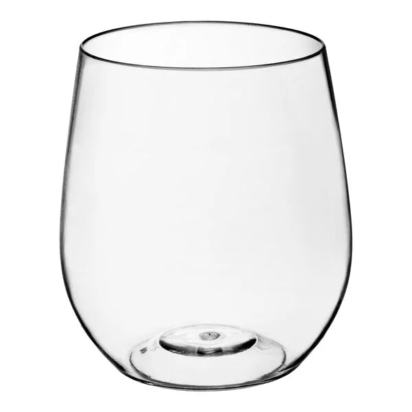 12 oz. Clear Plastic Stemless Wine Glass - 64/Case