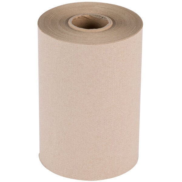 8" x 350' Kraft Natural Hardwound Paper Towel Roll - 12/Case