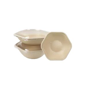 32 oz. Clear Plastic Hexagon Bagasse Bowl Lids - 300/Case