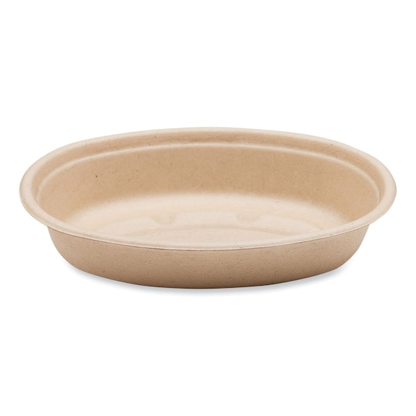 18 oz. Natural Bagasse Burrito Oval Bowl Base - 300/Case