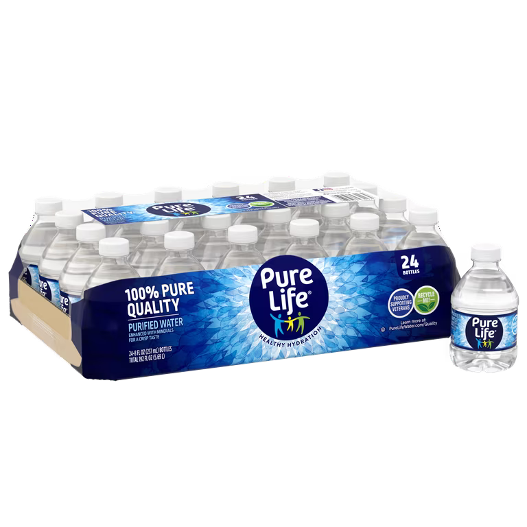8 fl. oz. / 237 mL Mini Purified Bottled Water - 24/Case
