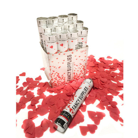 12" Red Hearts Confetti Cannons - 72/Case
